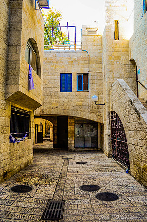 Blue Shutters Gold Stone