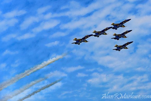 Five U.S. Navy Blue Angels in the V